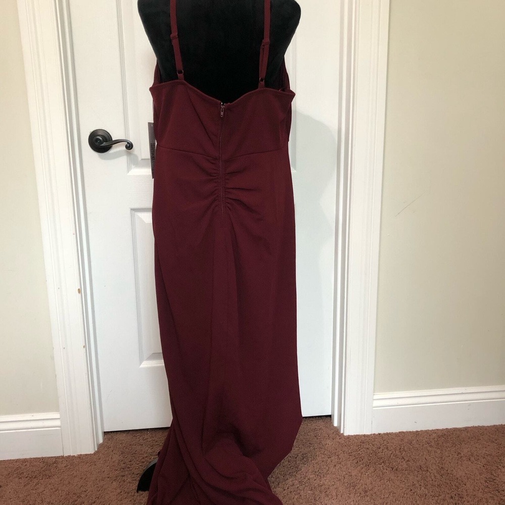 Emerald Sundae Womens Burgundy V-Neck Ruched Maxi Formal Gown Dress Size 16 NWT - Picture 5 of 12